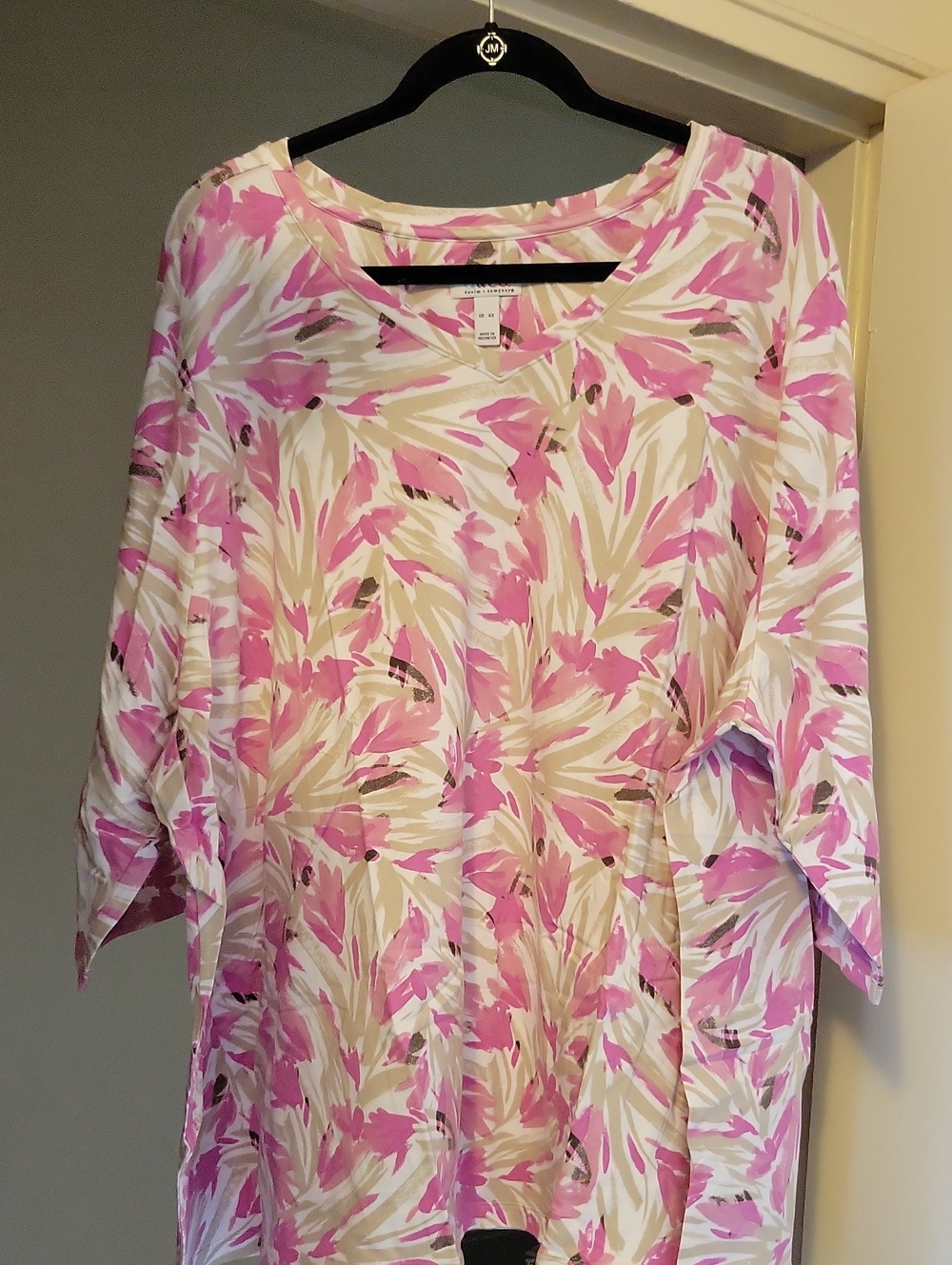 Denim&Co 3/4 Sleeve Top Taupe Blush 4X New